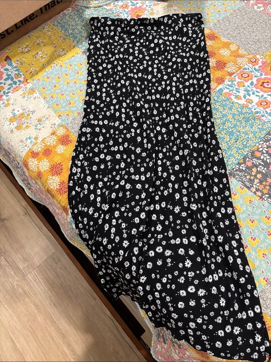 wild fable Dresses & Skirts - Black Floral Maxi Skirt with White Daisy Print